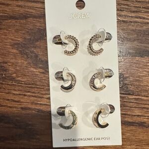 NWT Three Pairs of J. Crew Gold Earrings